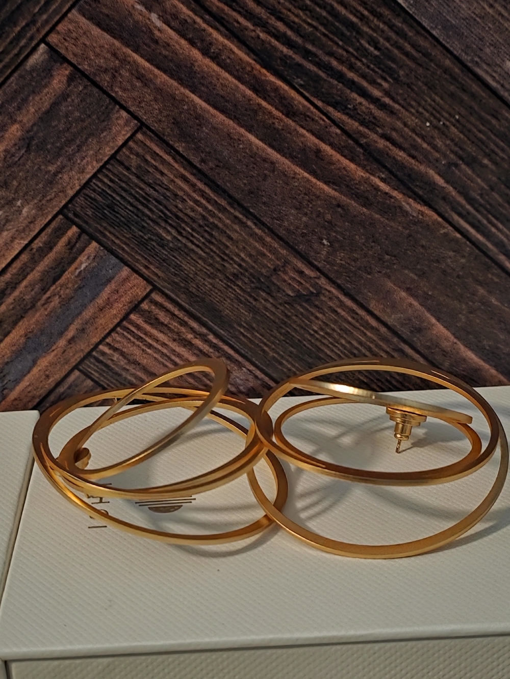 Gold Multi-Hoop Statement Earrings - Women's Layered Circles - Picture 2 of 5